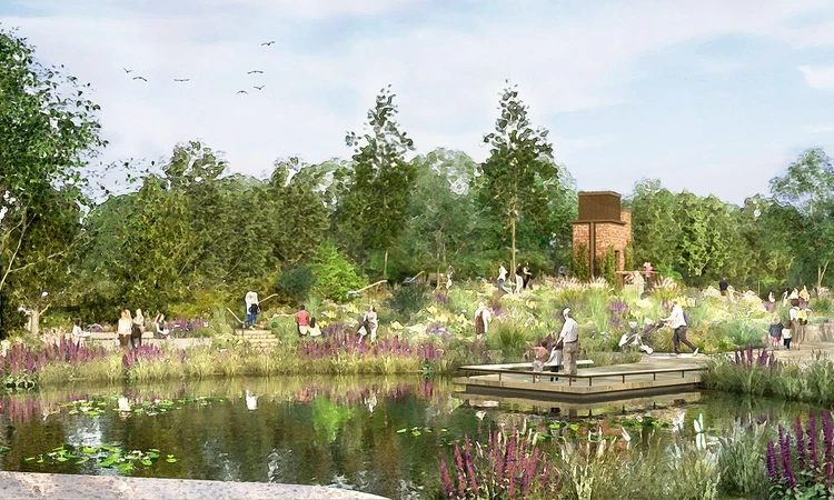 Concept art showing the new pond