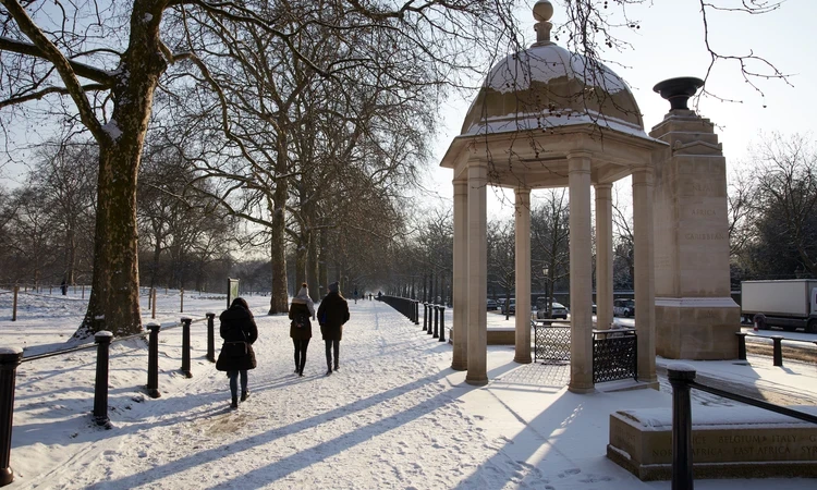Memorial Gates on Constitution Hill in the snow
