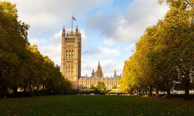 Palace of Westminster overlooking Victoria Tower Gardens