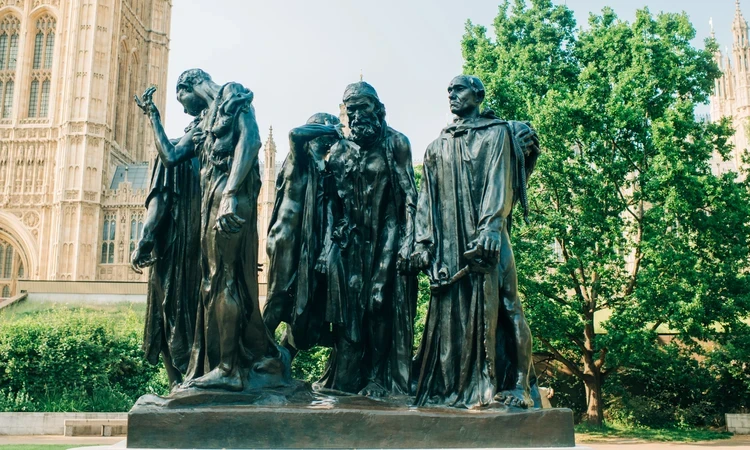 Burghers of Calais monument in spring