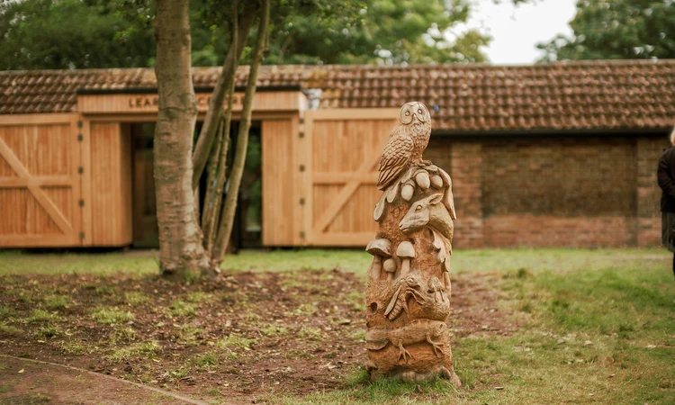 Ornamental carving in front of the Greenwich Park Learning Centre