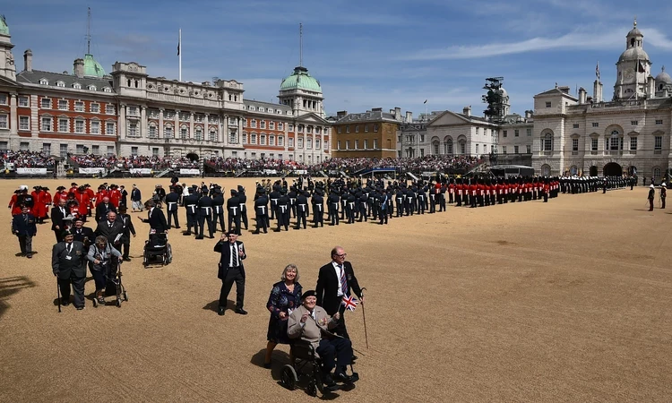 Veterans of the Second World War on Horse Guards Parade on the 70th anniversary of VE Day in 2015