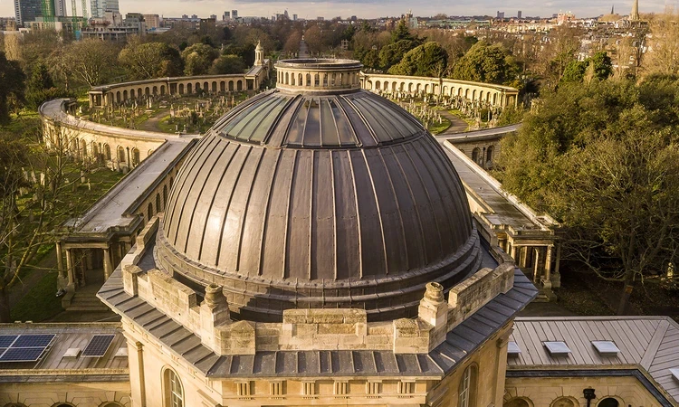 Aerial view of the Chapel dome and Great Circle