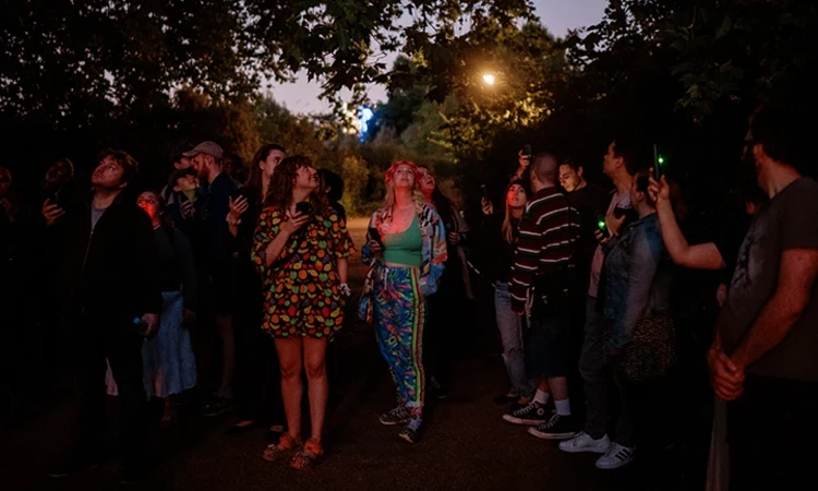 Visitors gather to spot bats