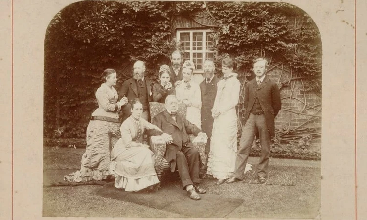 Black and white photograph of the Airy family, 1882