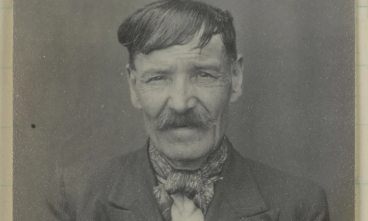 Black and white photograph of Mr Thurlow, gardener at the Observatory Garden
