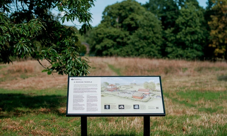 Signage marking the Roman Temple