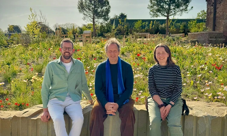 Matt Pottage, Monty Don and Fiona Packe in the Queen Elizabeth II Garden