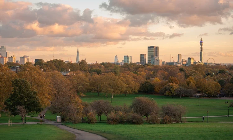 Primrose Hill view with autumn colour, The Regent's Park