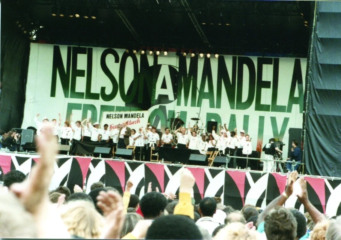 The stage in Hyde Park at the 'Nelson Mandela: Freedom at 70' concert and rally, 1988