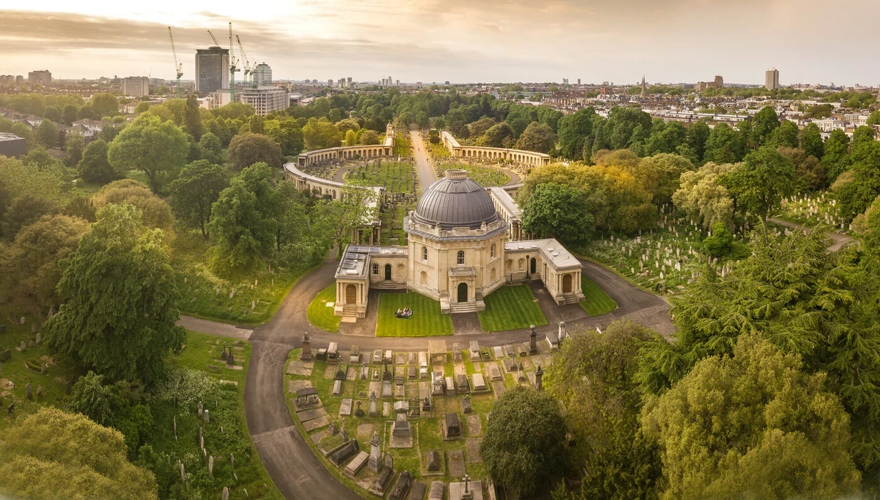 Brompton Cemetery aerial shot