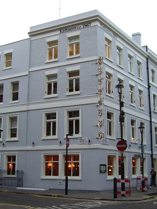 Kettner’s, on the corner of Greek and Romilly Streets in Soho, is still open today