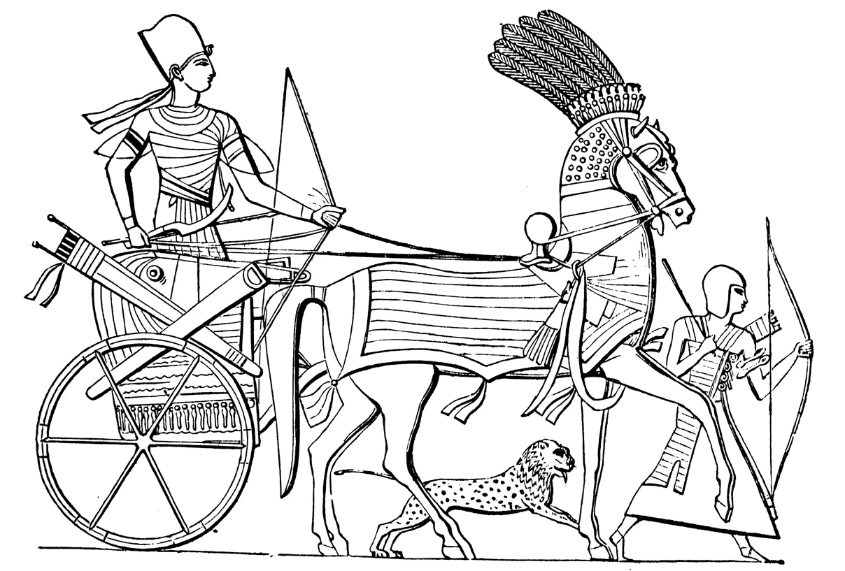 Bonomi sketched this chariot in his book about the ancient city of Nineveh.