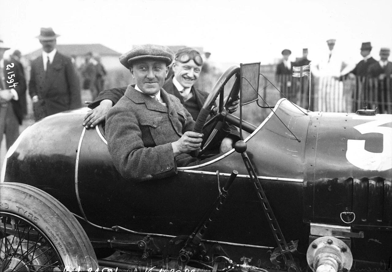 Percy driving in the 1912 French Grand Prix at Dieppe.