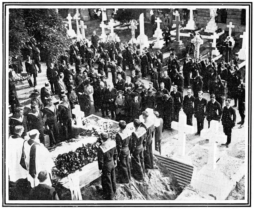 Mourners at Reginald Warneford's graveside