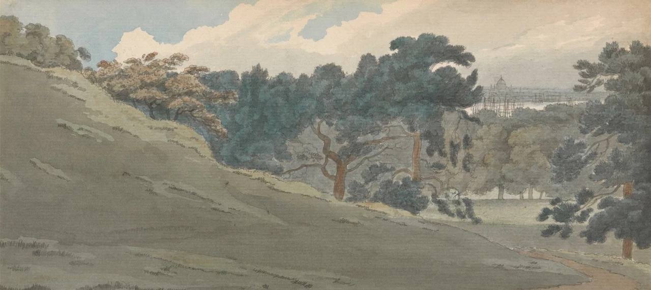 Painted view from Greenwich Park by William Pengree Sherlock, c.1795