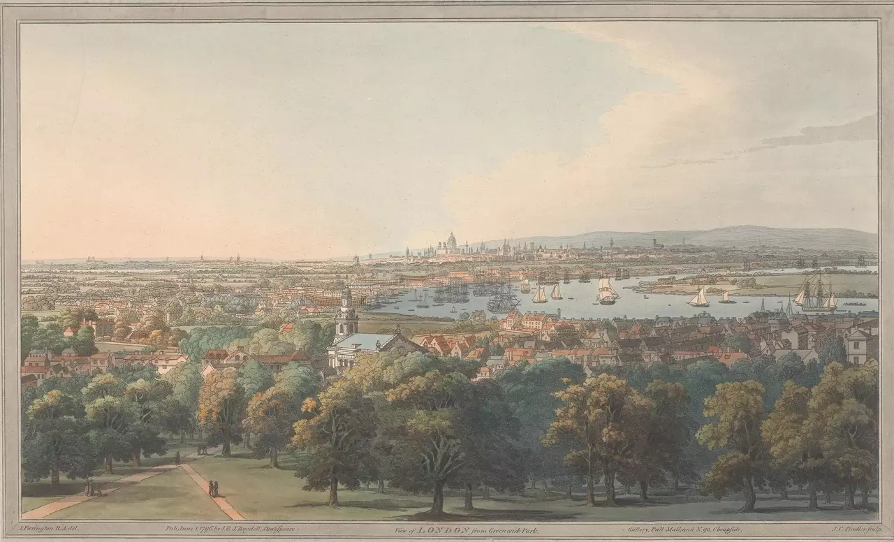 Painted view of London from Greenwich Park, c.1796