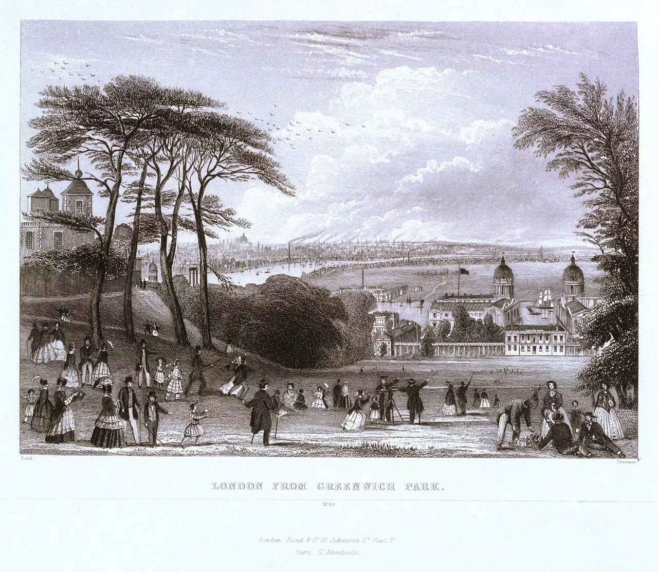 Painting of London from Greenwich Park by H. Mandeville, 1833