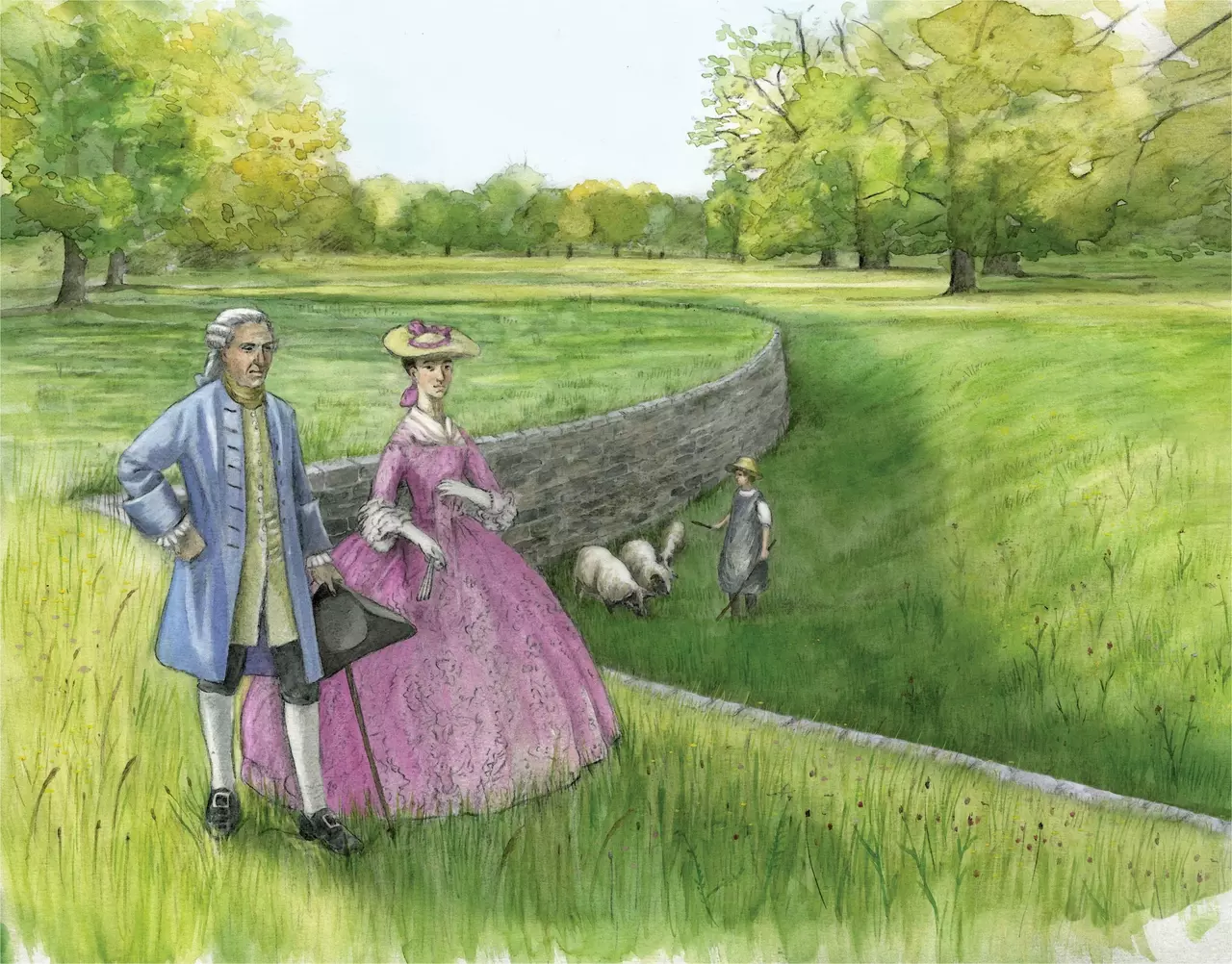 An illustration showing how the ha-ha in Kensington Gardens looked