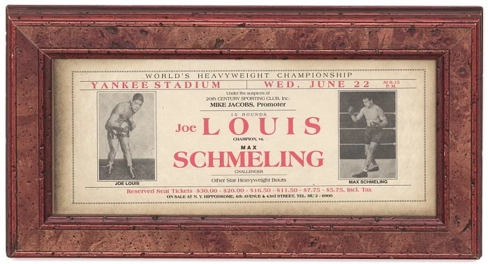 Advertisement for the rematch between Joe Louis and Max Schmeling