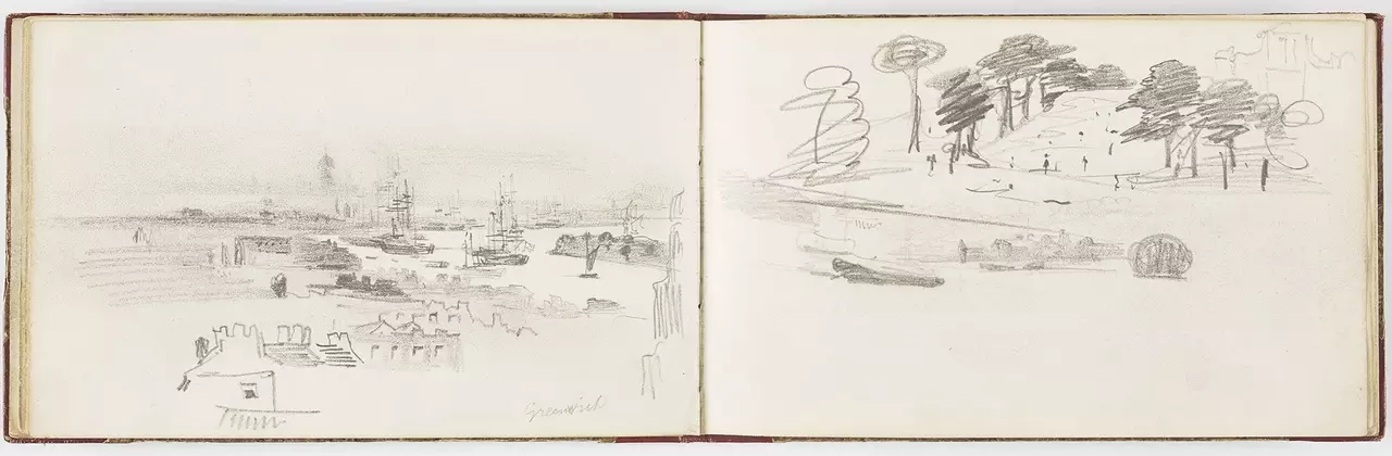 Pencil sketch of Greenwich by Eugene Delacroix, 1825
