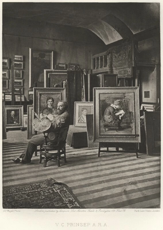 Valentine at work in his studio on 1883.