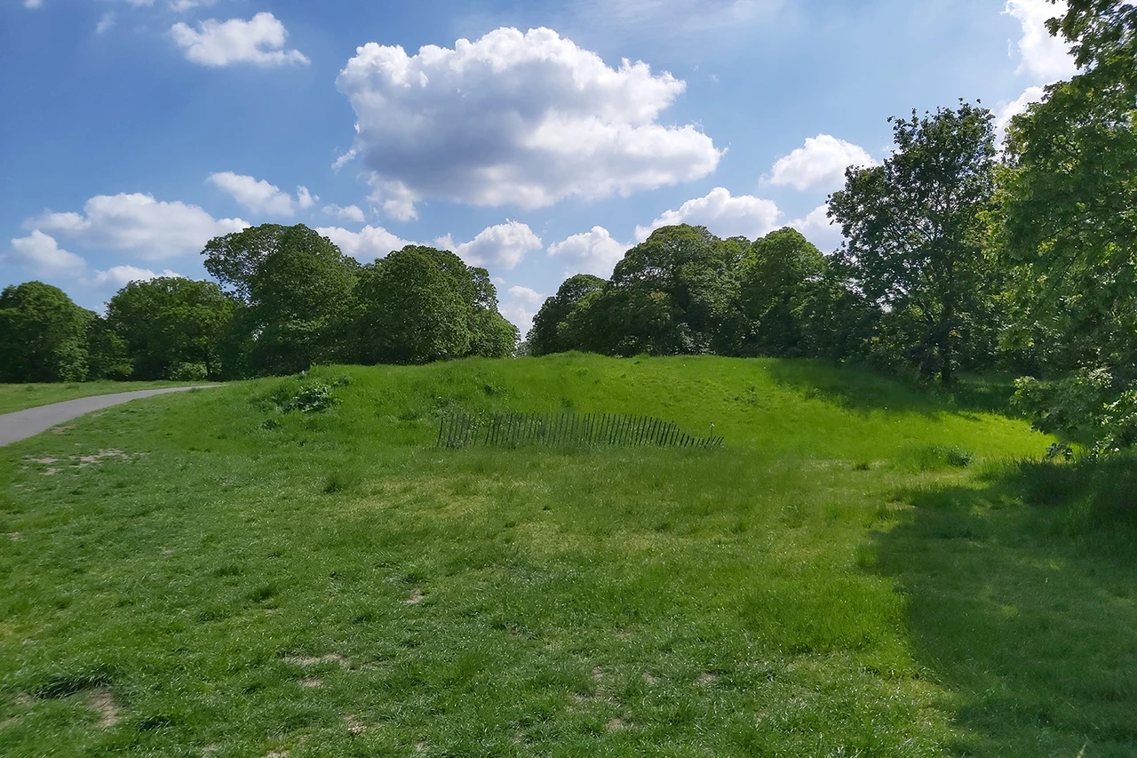 Grassy mound which was the site of a Roman temple