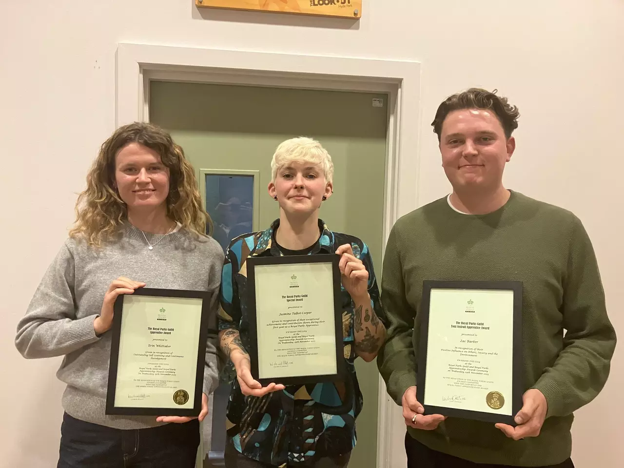 Apprentices Erin Whittaker, Jay Talbot and Zac Barber with their awards.