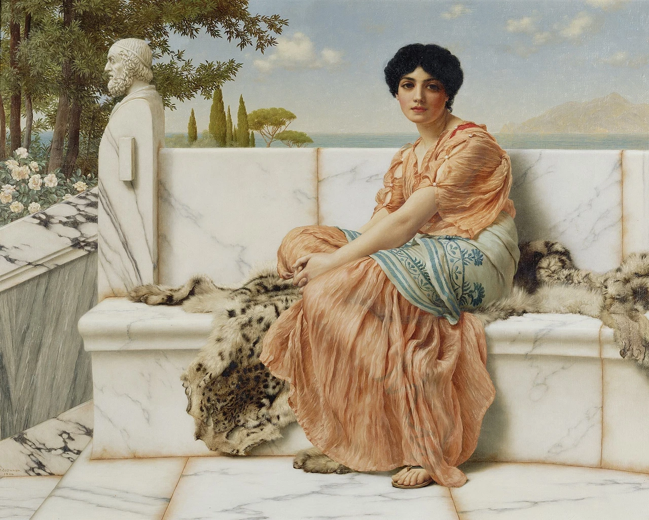 John William Godward, 'In the Days of Sappho', 1904, Wikimedia Commons