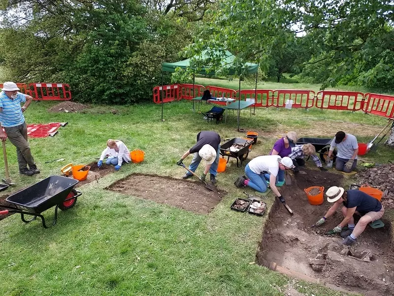 Day two Archaeology dig team at the Magnetic observatory in Greenwich Park