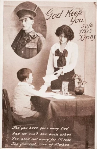 A Christmas card sent to Hori Tribe by his children, Cyril and Muriel