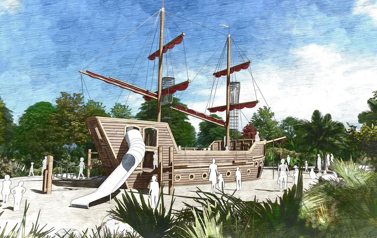 Concept art showing the design of the new wooden galleon for the Diana, Princess of Wales Memorial Playground