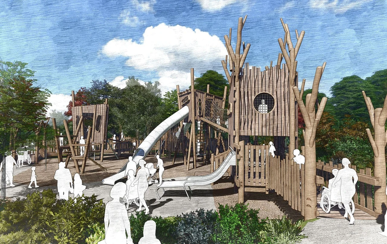 Concept art showing the design of the new treehouse encampment for the Diana, Princess of Wales Memorial Playground
