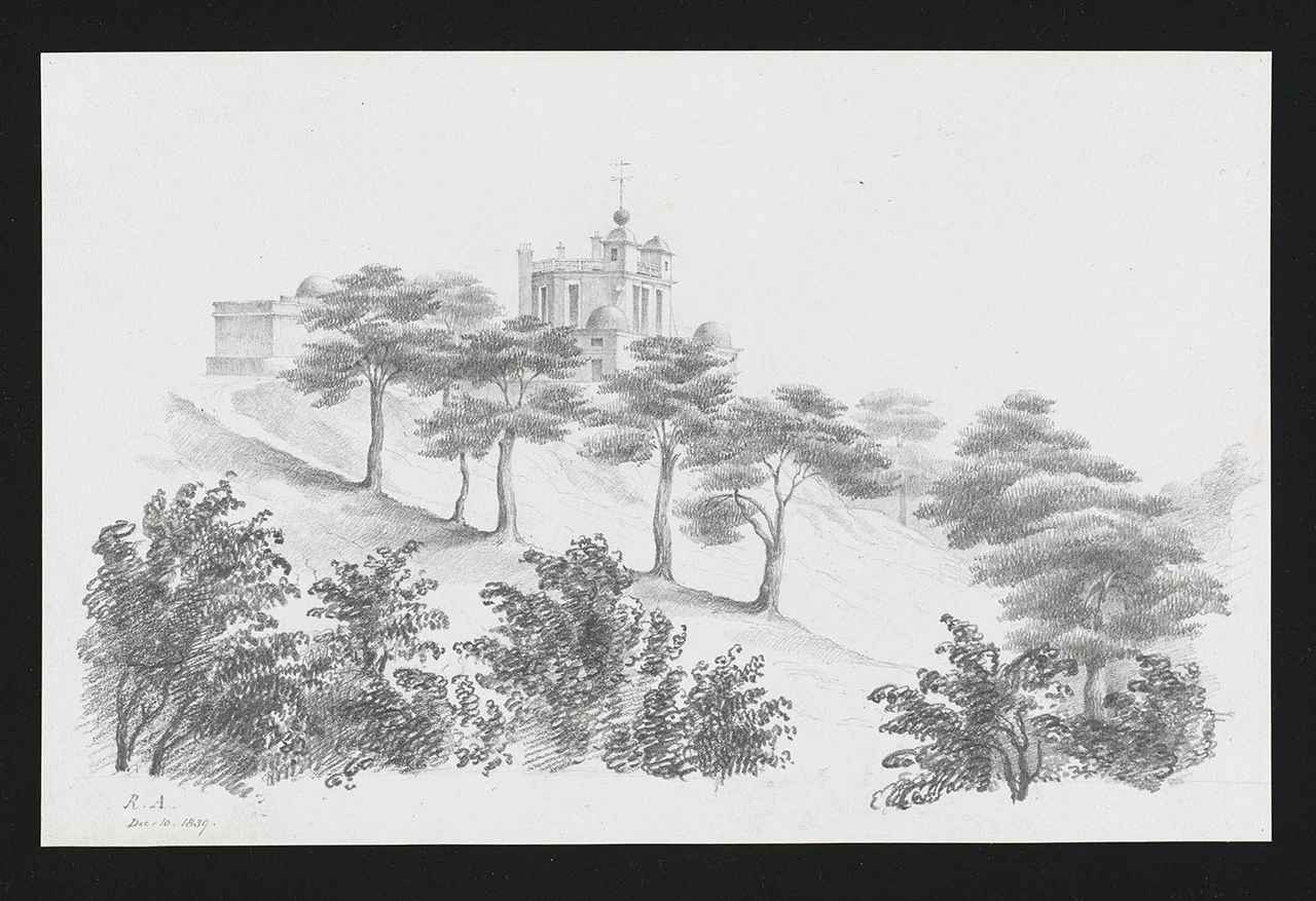 Pencil sketch of the Royal Observatory, Greenwich