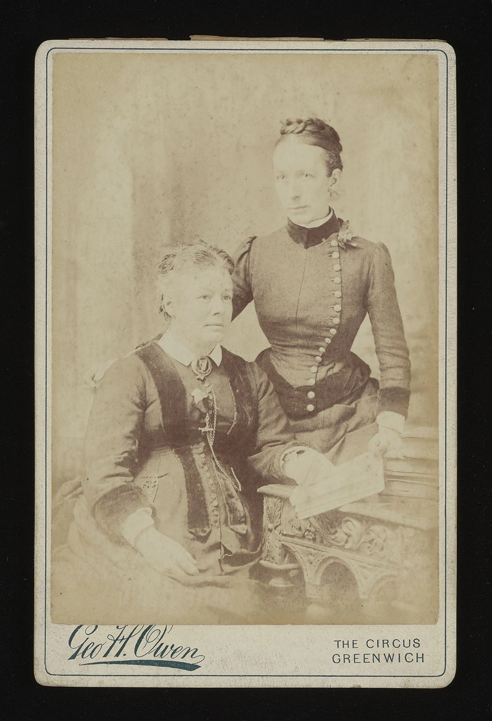 Black and white photograph of Christabel and Annot Airy in later life