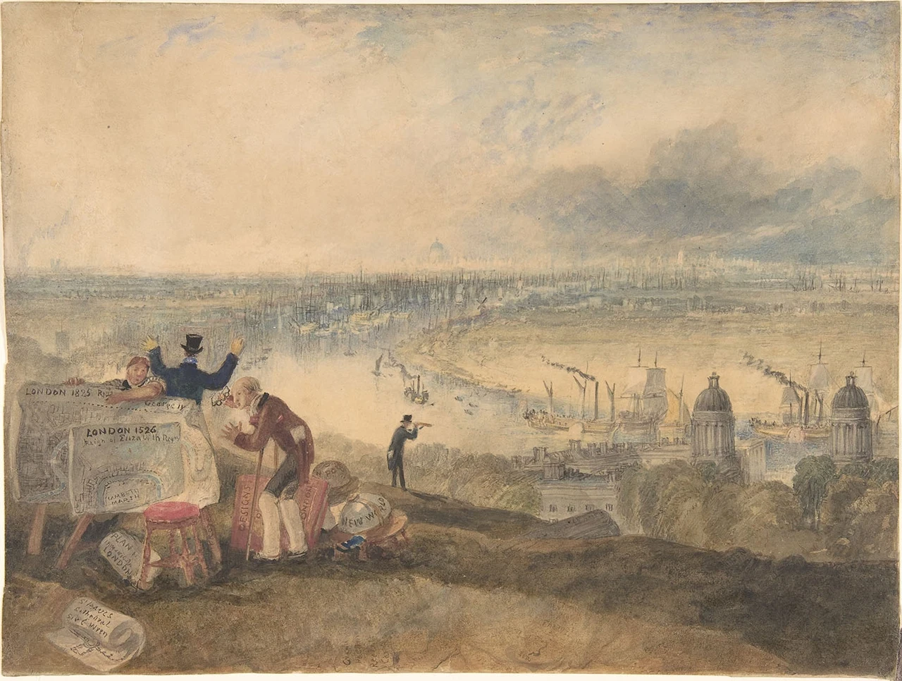 Watercolour painting of a view from Greenwich Park, by J.M.W. Turner