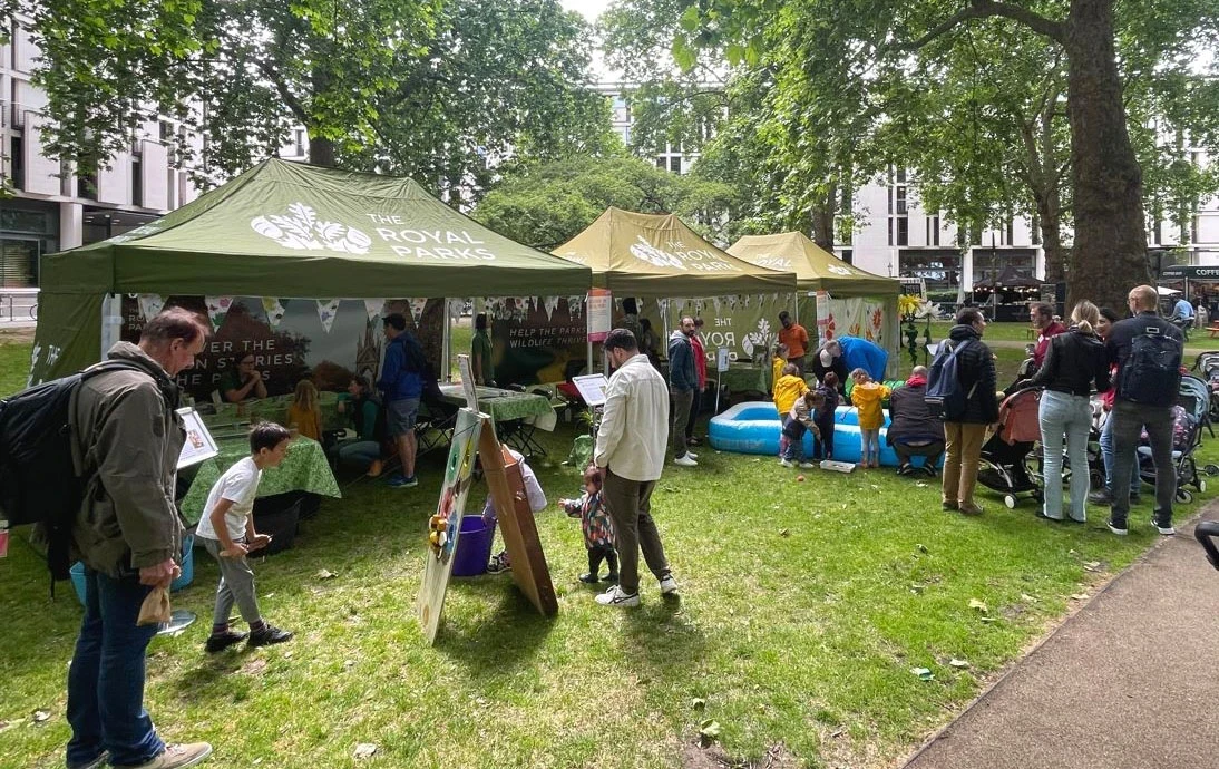 The Royal Parks' learning team speaking to the public at the Great Exhibition Road Festival