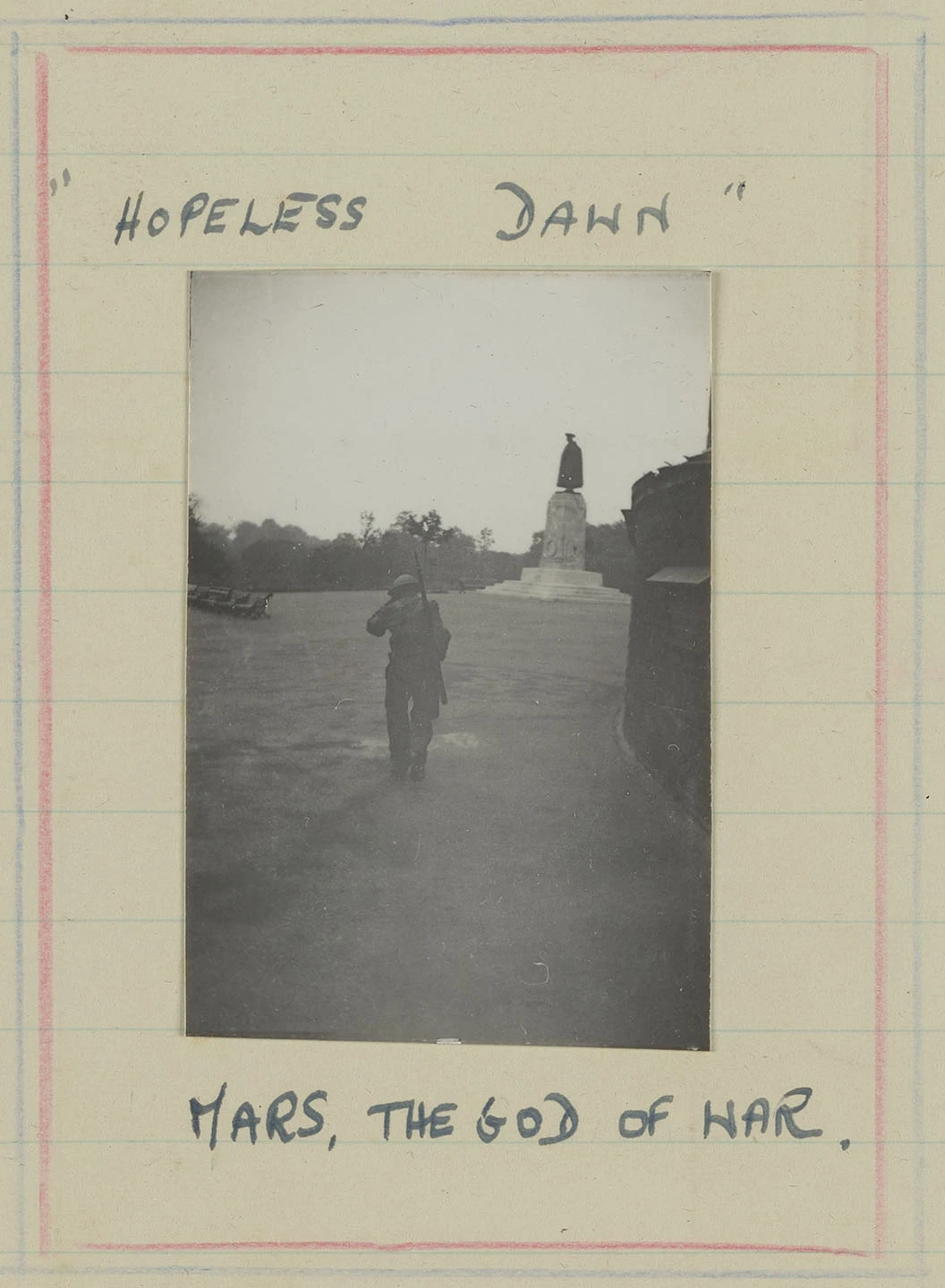 Black and white photograph of a soldier on patrol during the Second World War