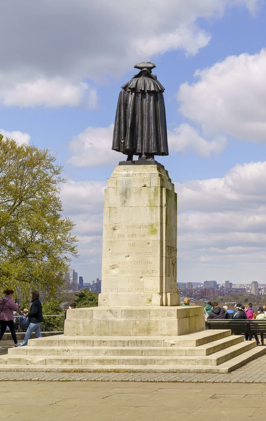 The back of the Wolfe Statue with shrapnel damage clearly visible.