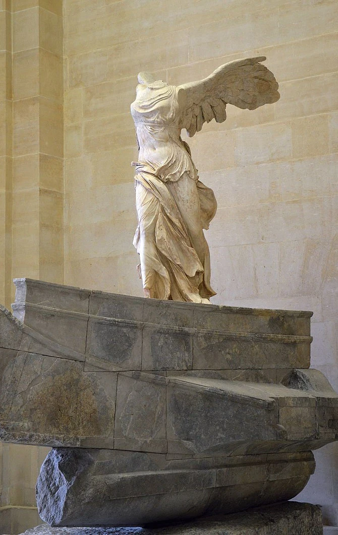 The Winged Victory of Samothrace – an Ancient Greek sculpture on display at the Louvre in Paris.