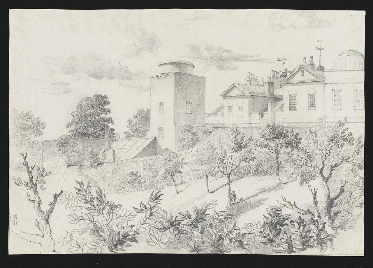 Pencil sketch of the Royal Observatory, Greenwich