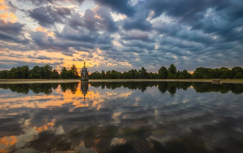 Grey clouds reflecting in the water