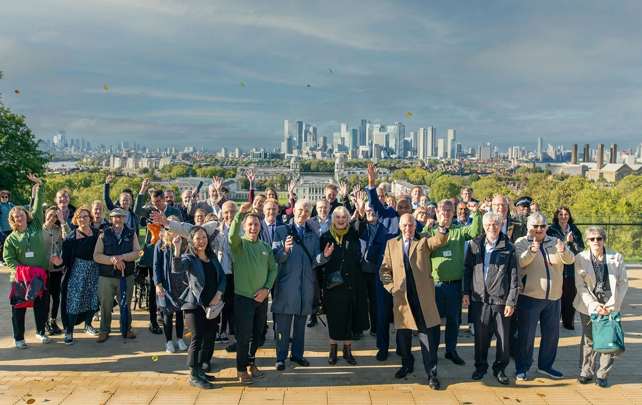 A celebratory gathering of project stakeholders at the General Wolfe viewpoint