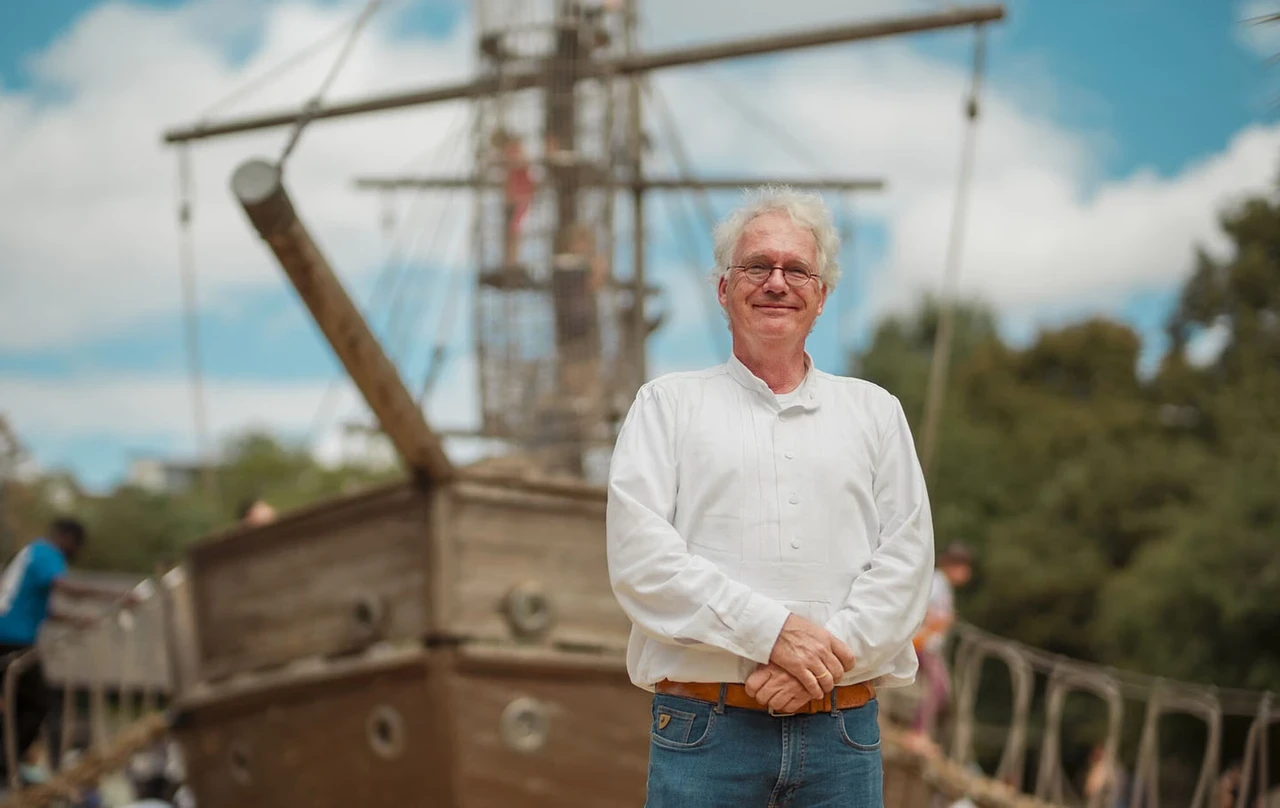 Peter Heuken, Richter Spielgeräte’s Director of Special Projects, standing in front of the playground galleon