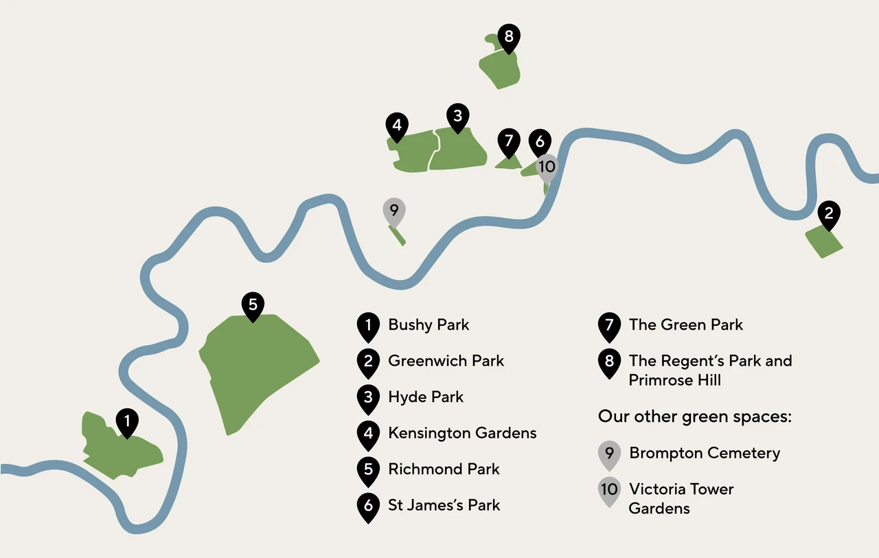 The Royal Parks map of park locations