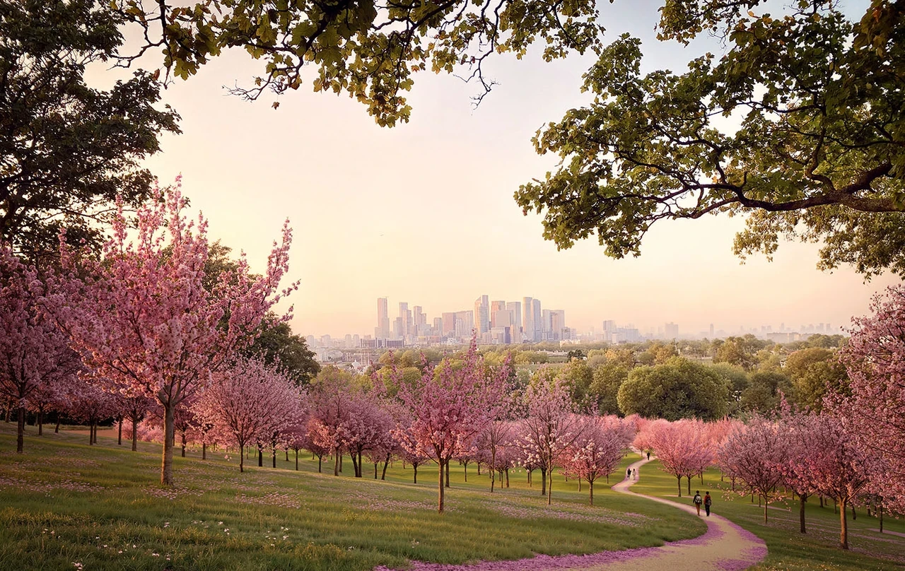 Cherry blossom in Greenwich Park (concept art)